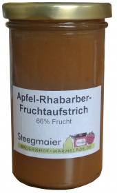 Apfel-Rhabarber-Fruchtaufstrich, 66% Frucht, fruchtiger Brotaufstrich, Inhalt: 270g