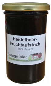 Heidelbeer-Fruchtaufstrich, 75% Frucht, fruchtiger Brotaufstrich, Inhalt: 270g