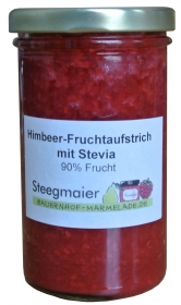 Himbeer-Fruchtaufstrich mit Stevia, 90% Frucht, zuckerreduzierter Brotaufstrich, Inhalt: 260g